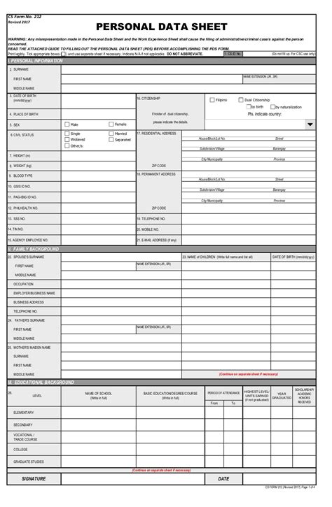 www.csc.gov.ph work experience sheet|CSC Form 212 (Revised 2017) .